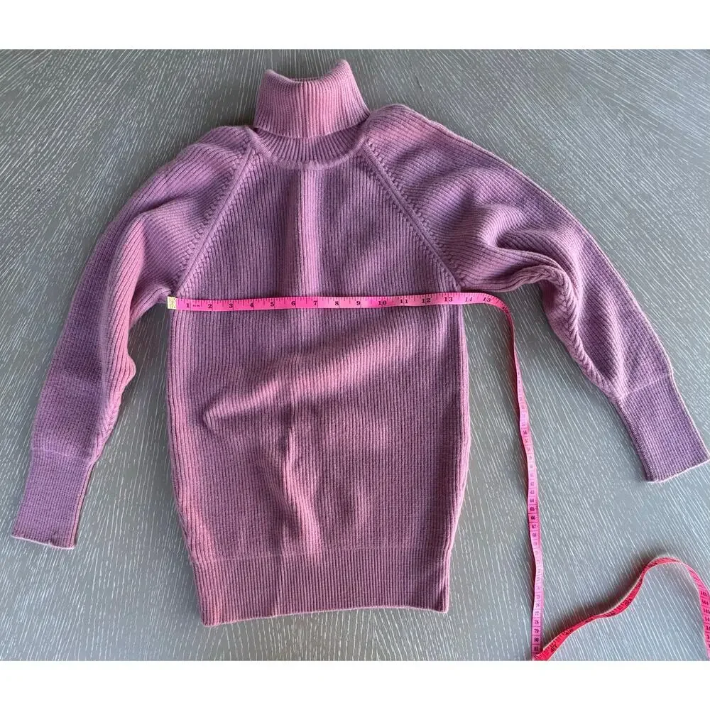 Vintage Jinma Dusty Pink 100% Pure Wool Ribbed Turtleneck Sweater